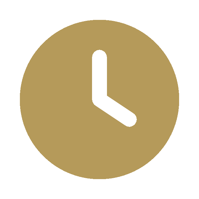 Clock icon representing class times and training schedule.