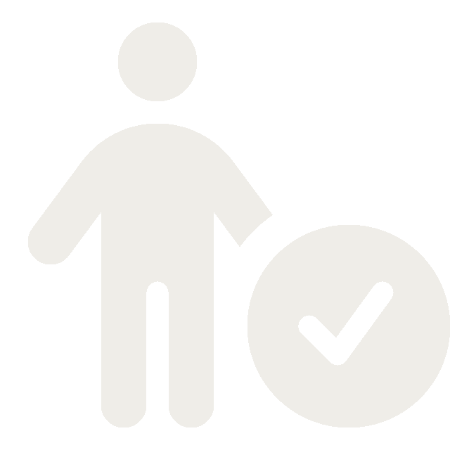 Person icon with a checkmark representing proper martial arts technique and skill development.